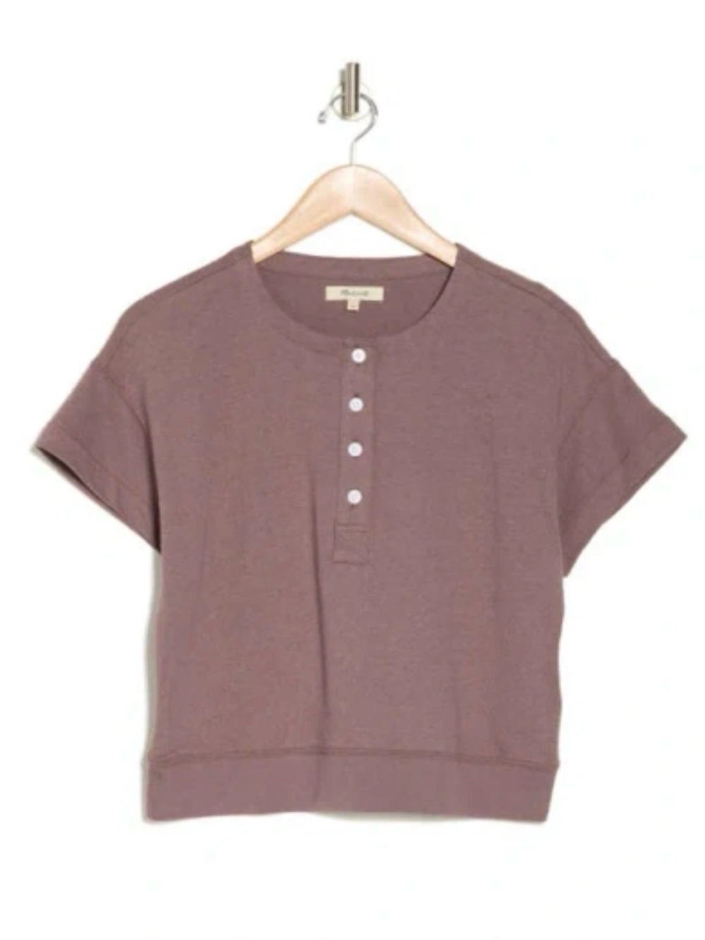 **Madewell ** Sonoma Boxy Henley in Chalked Fig.